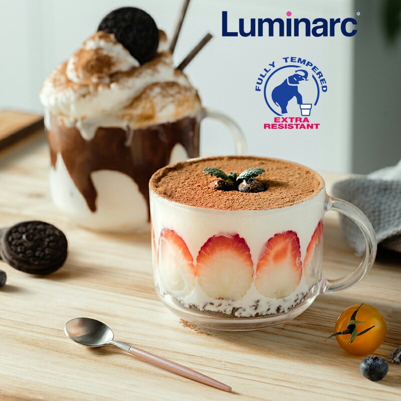 Luminarc Gelas Mug Troquet 500 ml - Mug Cereal - Breakfast Mug - Gelas Mug Kaca - Tempered Glass