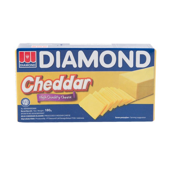 

DIAMOND Cheddar Cheese Block 150g - Blok Keju Ceddar Olahan