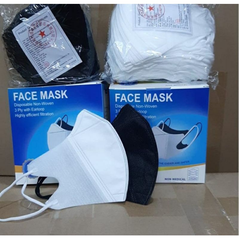 FACE MASK MASKER DUCKBILL 3PLY PERBOX ISI 50 PCS /  MASKER DUCKBILL SETARA MEDIS