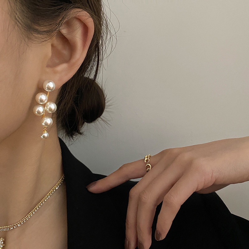 Anting Stud Mutiara Zircon Menjuntai Gaya Korea Minimalis Elegan Untuk Aksesoris Pesta Pernikahan Wanita