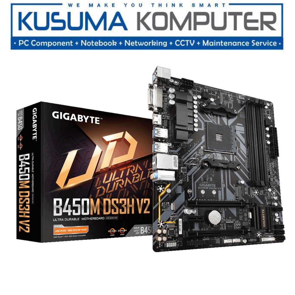 Gigabyte B450M DS3H V2, M.2 NVMe slot, 4 DIMMs, RGB Fusion