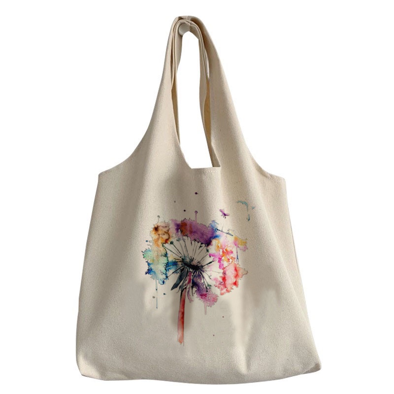 TOTEBAG 3.0 BESAR CANVAS ORIGINAL VINTAGE 8858 BIG CANVAS BAG TAS KANVAS-RAINBOW FLOWER