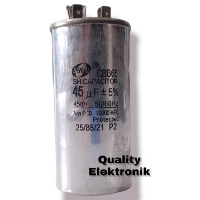 CAPACITOR KAPASITOR 45uf 50uf +5% 450 Volt CBB65 merk SENJU