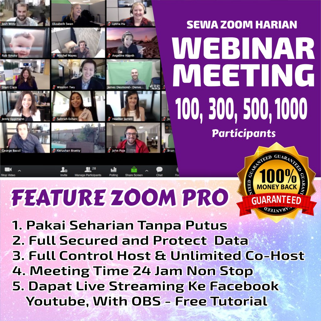 Jasa Sewa Zoom Webinar Zoom Meeting 100 300 500 1000 Peserta Sewa Zoom Meeting Pro Harian Shopee Indonesia 