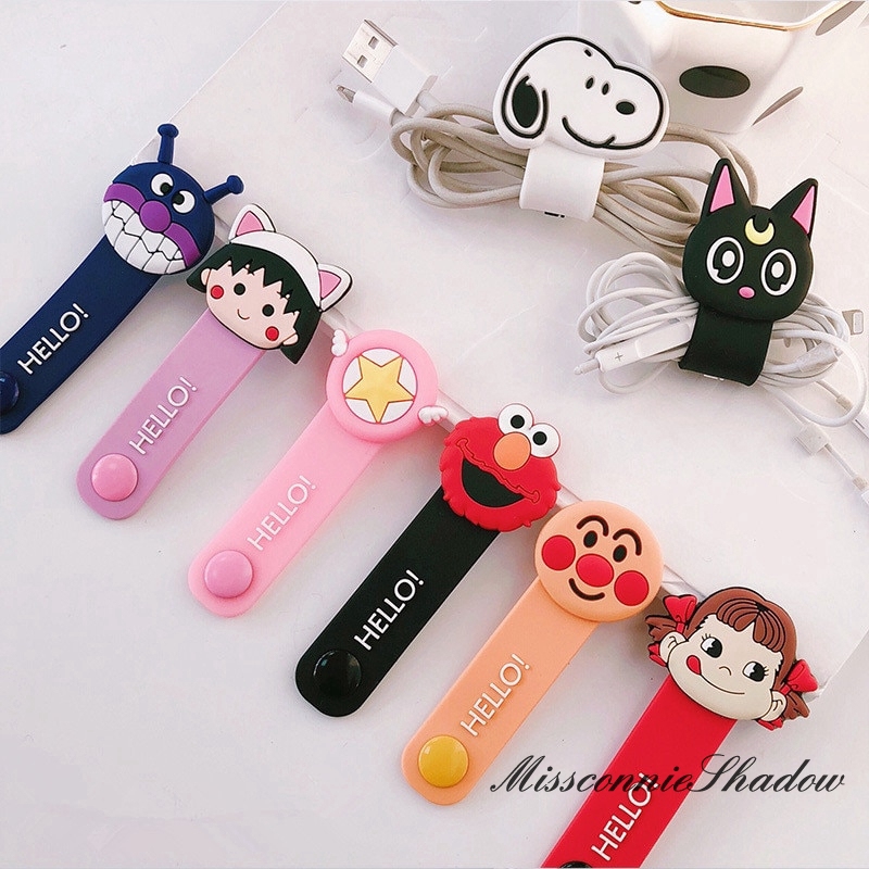 Cartoon USB Cable Bobbin Winder Data Line Protector Earphone Wire Cord Organizer Management Fastener