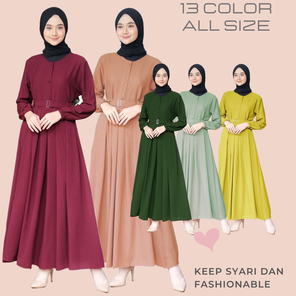 Gamis Terbaru Wanita Muslim Syari Gaun Muslimah Abayya Kekinian Pakaian Atasan Fashion Cewek Malaysia Hitam Polos Perempuan  Kasual Set Kondangan Ibu2 Seragam Pengajian Gaun Pesta Import Murah
