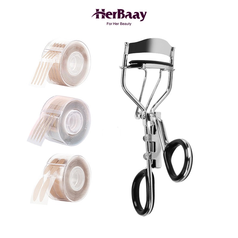 Herbaay Pengaturan bulu mata penjepit bulu mata + pasta kelopak mata riasan mata kelopak mata ganda