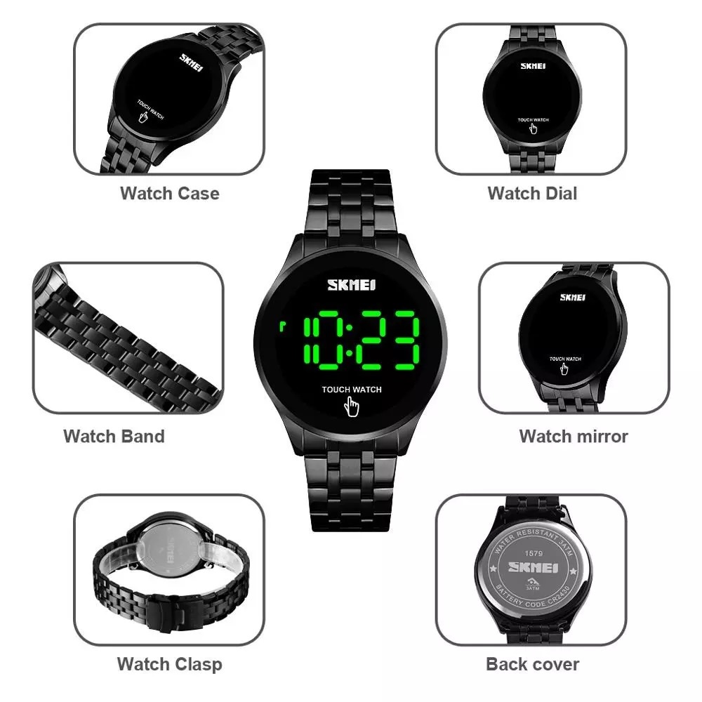 Jam Tangan Digital Pria Stainless Steel Anti Air Baja Tahan Karat SKMEI Original STR1579