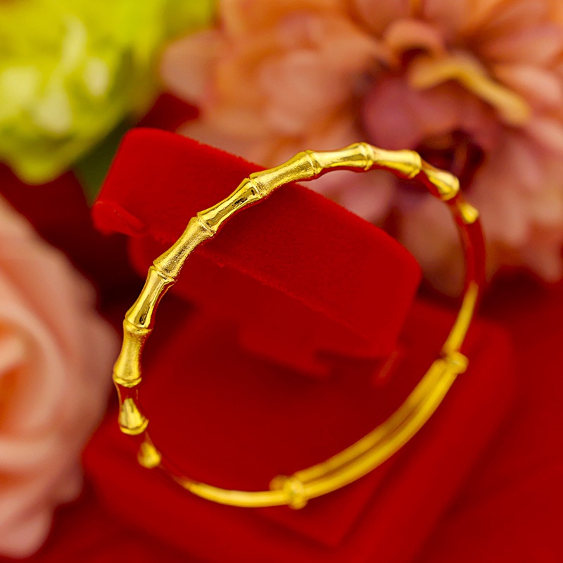 Bisa Cod 24k Emas Bangle Wanita 999 Emas Asli Bangle Hadiah Terbaik 804G1#