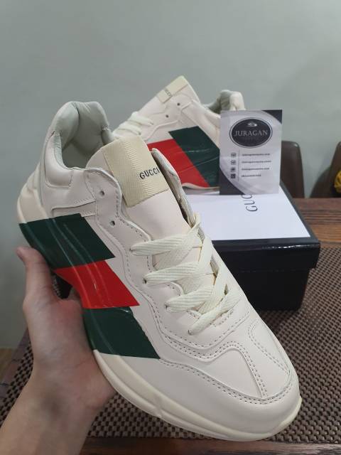 Gucci Rhyton Web Print Leather Sneaker