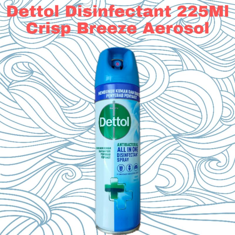 Dettol All In One Disinfectant Spray Crisp Breeze 225MI Kaleng Biru Aerosol 225 Ml Anti Bacterial