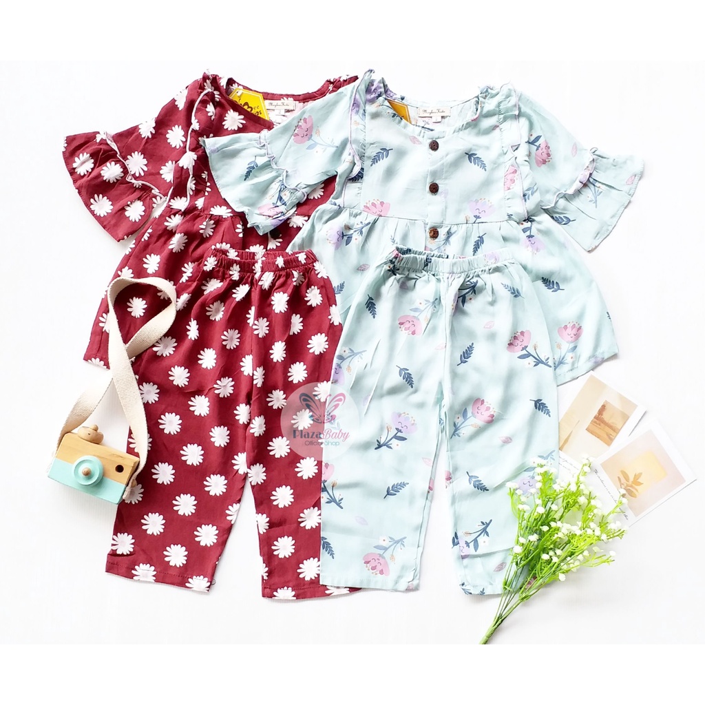 Plazababyku RZ JASMEEN ONE SET setelan bayi motif bunga yang lucu