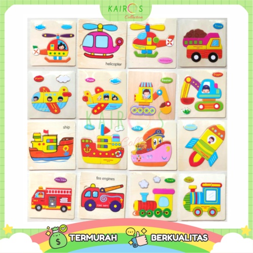 Puzzle Anak Belajar Kayu Transportasi 1