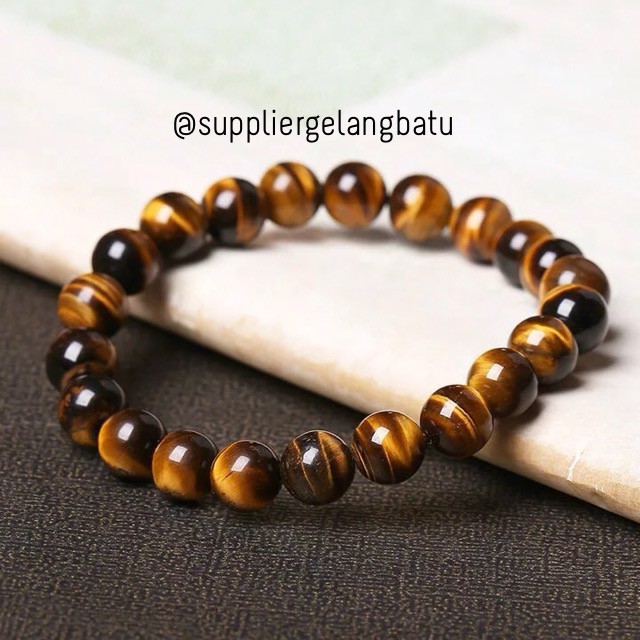 Natural tiger eye 6mm 8mm 10mm coklat biduri sepah gelang cokelat