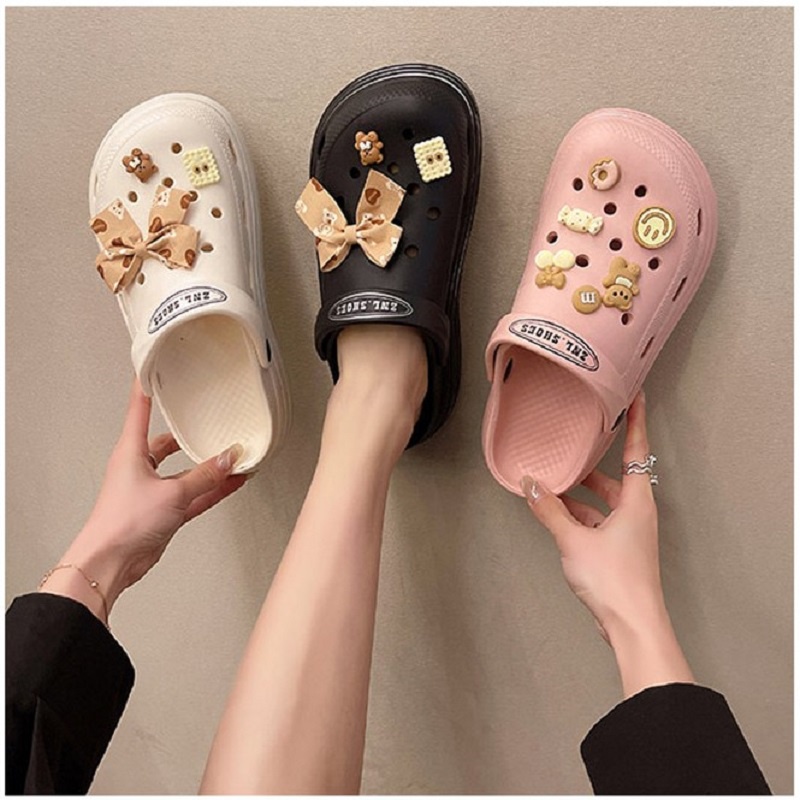 littlekiddoss SH2240 Sendal Selop Wedges Wanita Import Sandal Clog EVA Tebal 5cm Jiblitz BKK Sendal Fuji Kekinian Sendal Baim Clog Wanita