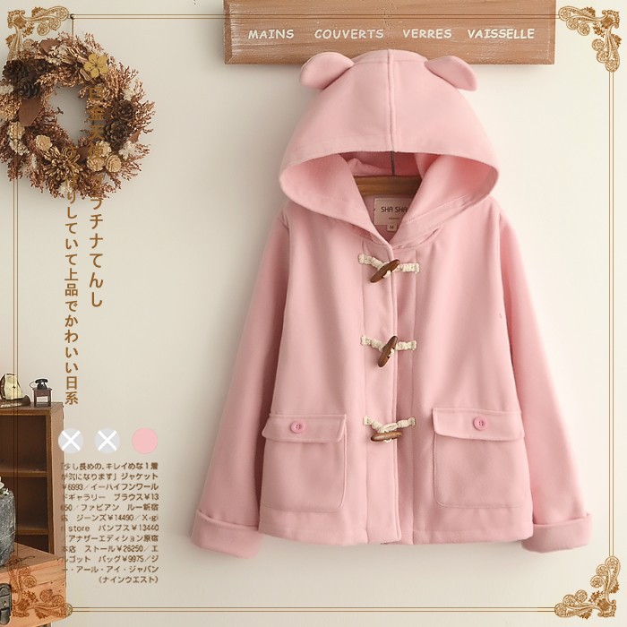 Head Bear Toggle Jaket Kawaii