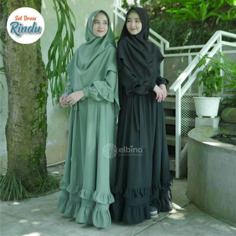 Dress Rindu by Elbina hijab gamis syari nan anggun  (only gamis  tanpa khimar )