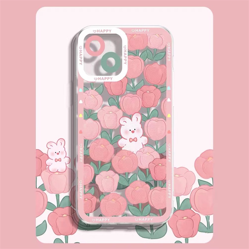 REALME Soft Case Silikon TPU Motif Bunga Pink 50A C21Y C25 C25s C25Y C21 C20 C15 C12 C11 8i 8 7 Pro 5 5s 5i 6i C21 C3