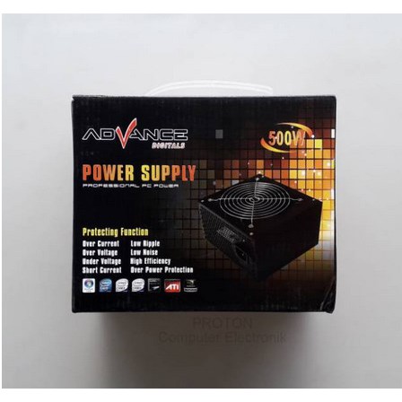 PSU PC ATX 500W . Switching Power Supply CPU Advance Digitals Fan besar 12cm bergaransi 500 Watt QC