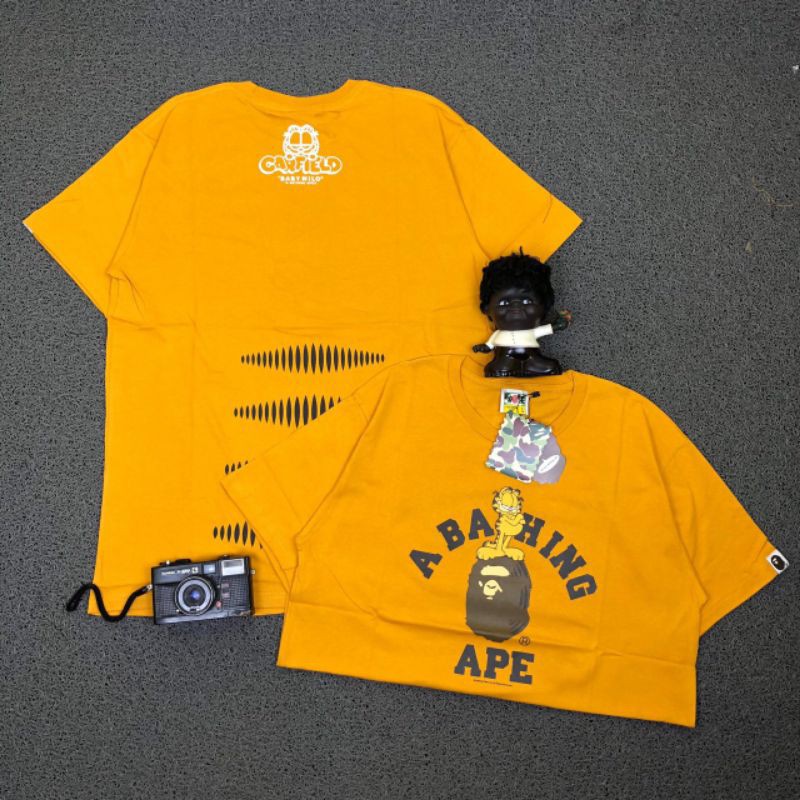 TSHIRT KAOS BAJU A BATHING APE BAPE X GARFIELD YELLOW LIKE ORI