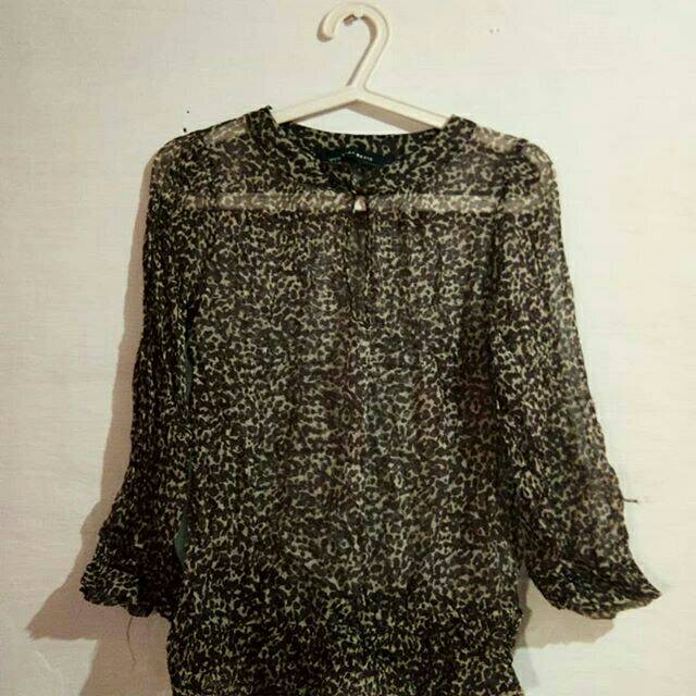 Blouse zara basic leopard