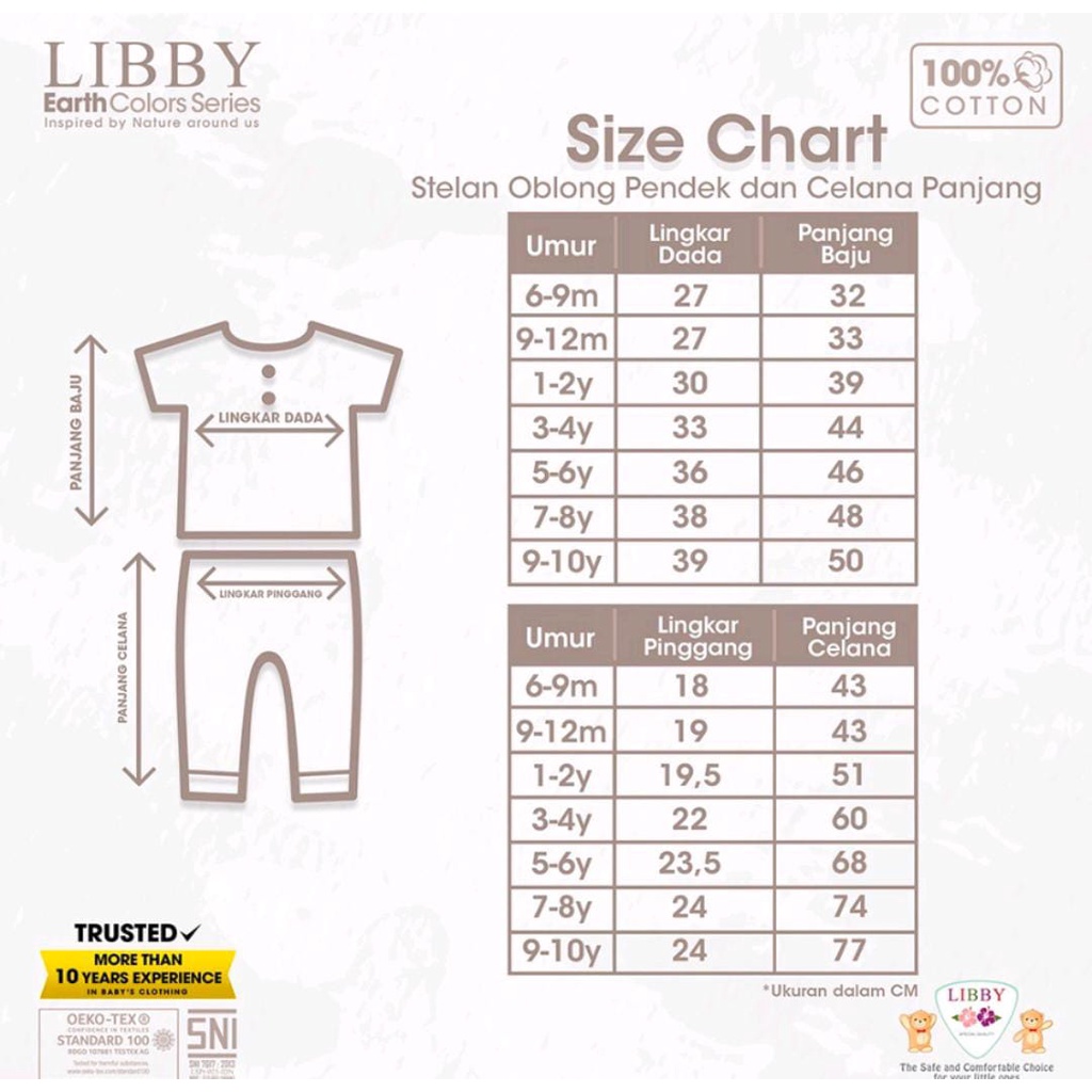 Libby Earth Fave Set Setelan Oblong Pendek Celana Panjang Baju Set Anak