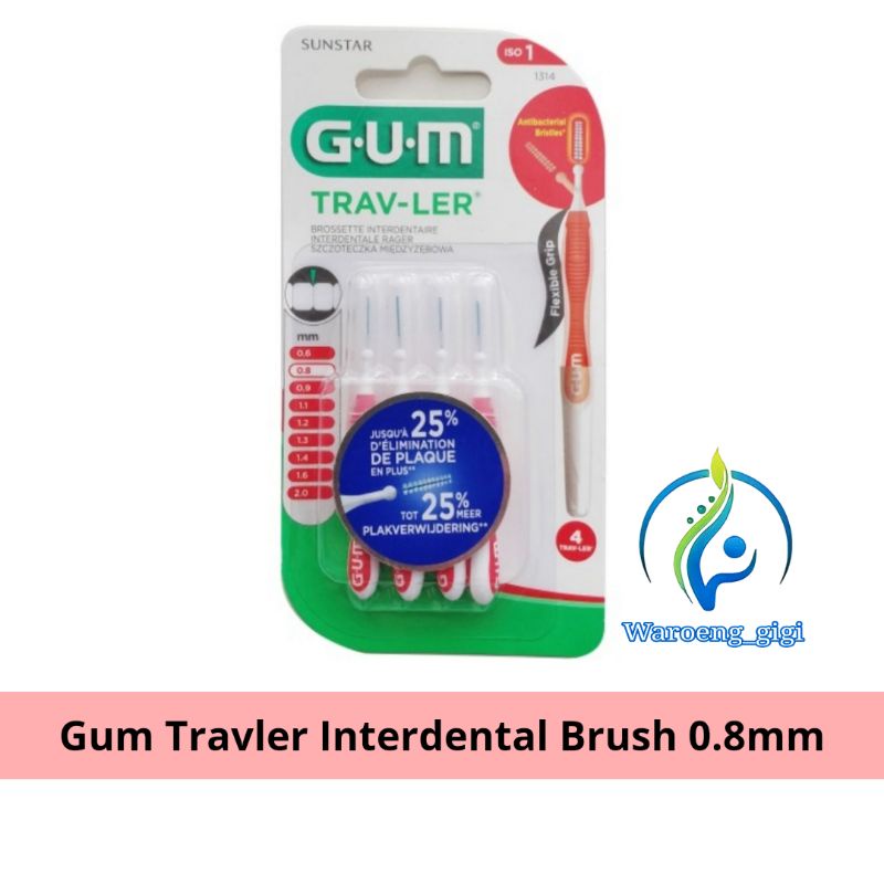 GUM Interdental Brush Travler Trav ler 0.8mm ( Merah)