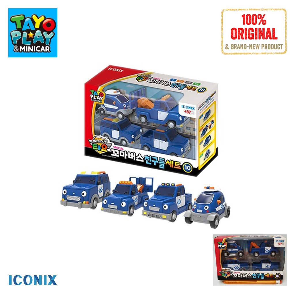 Iconix Tayo The Little Bus Play Minicar Bus Set 10th, Rescue Team Police TYT121010 Korean Toys Anima