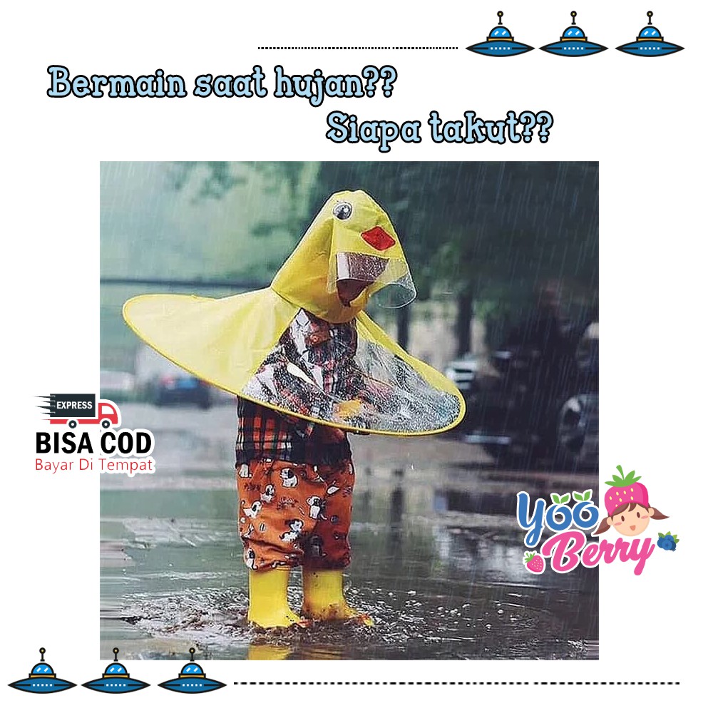 Berry Mart Jas Hujan Anak UFO Raincoat Rain Coat UFO Pink Berry Mart