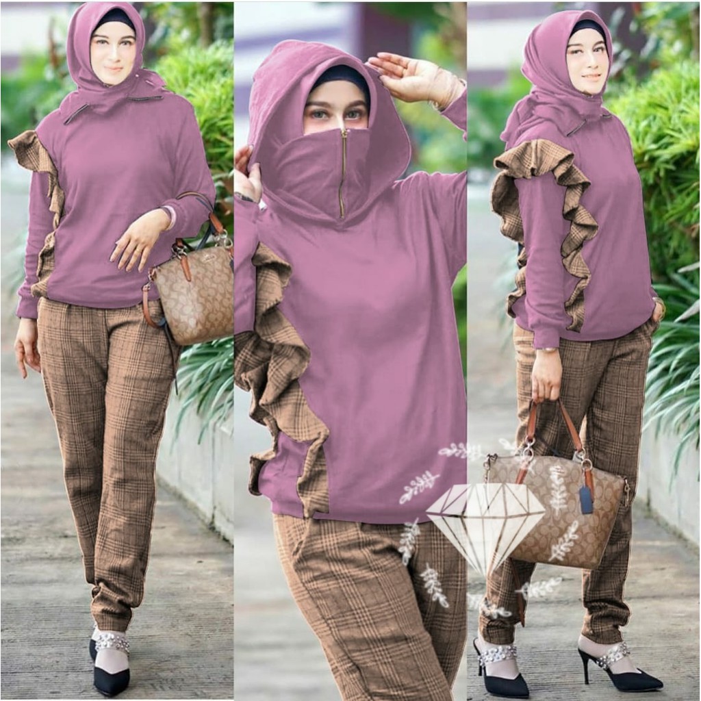 SET SALVIA HOODIE kR / SETELAN TRAINING WANITA / PAKAIAN WANITA SIZE XL