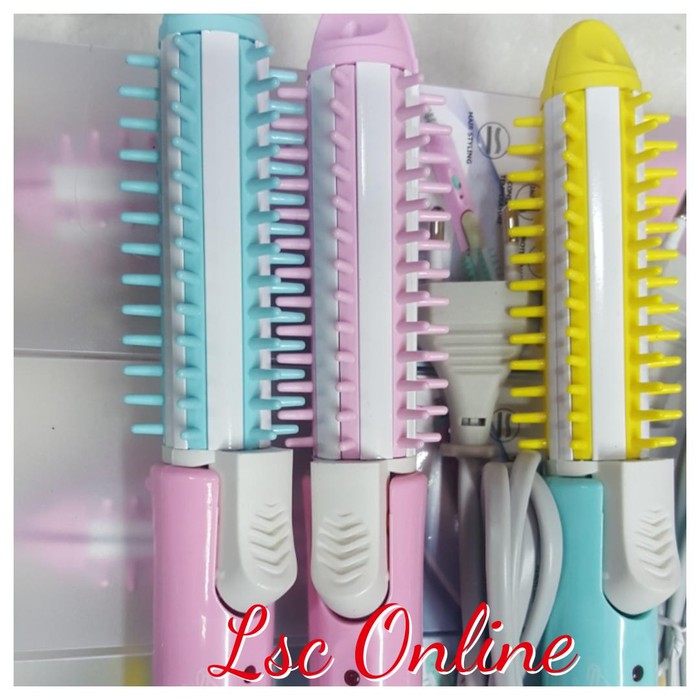 Alat Catokan Ladystar mini Ls 013 2 in1 Keriting Curly Blow Lurus Sisir Murah Ori