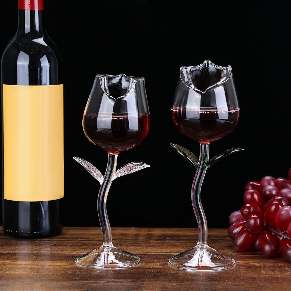 CHOOKYY Gelas Wine Merah Goblet Kreatif Untuk Pesta Dekorasi Rumah Bentuk Bunga Mawar