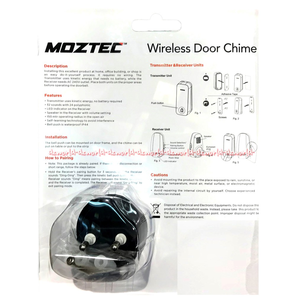 I-Klic Wireless Wireless Door Chime Bell Pintu Bel Tanpa Kabel Isi 1 Bel Pagar I-click Iklic I Klic Moztec Tanpa Batrai Baterai