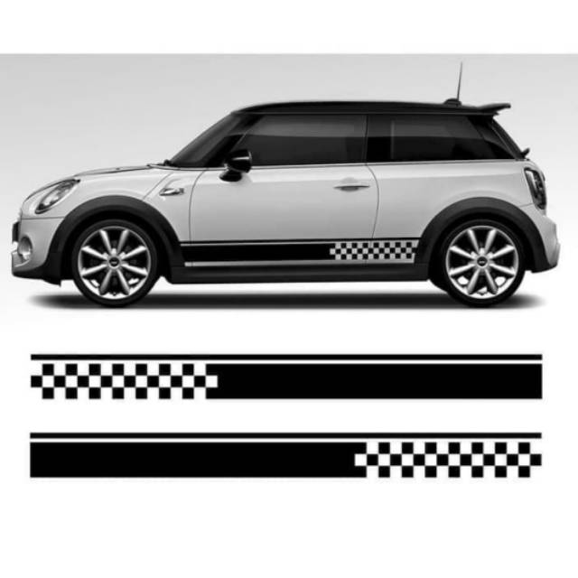 2 sisi sticker mobil mini cooper // stiker mobil list bawah pintu sticker cutting mini cooper mobil