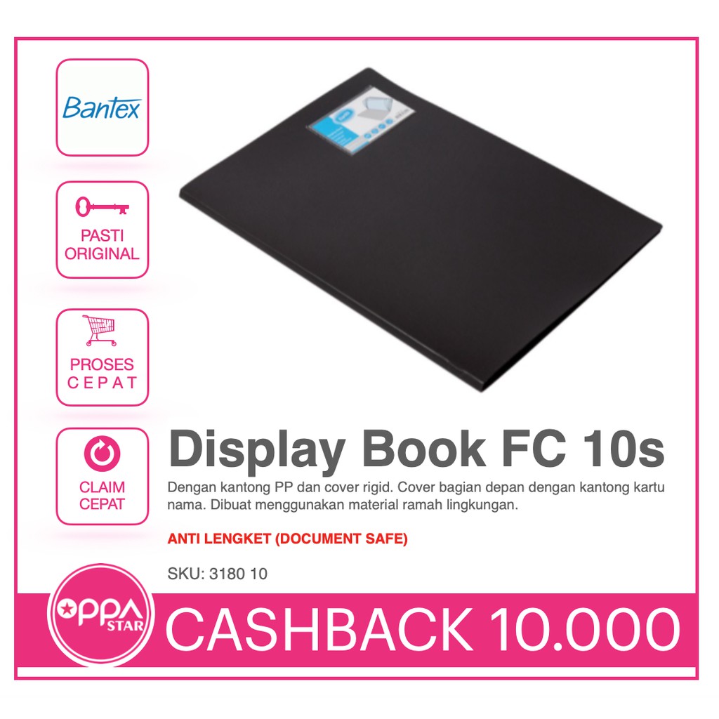 

Clear Holder Display Book Bantex FC Folio 10 Pocket Hitam 3180 10
