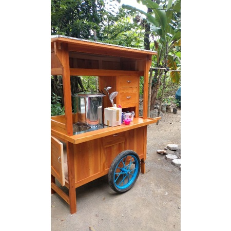 gerobak kayu dorong mie