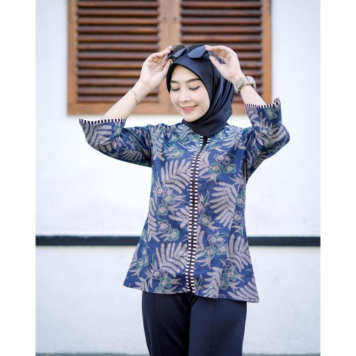 Tey-17 Batik Wanita Asj Sa Hrb026 Kenongo Kemeja Tosca Pendek