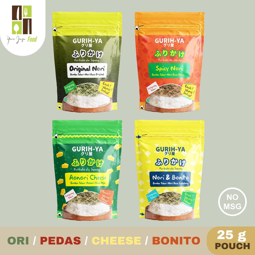 Gurih-Ya Nori Tabur Rumput Laut [Ori/Pedas/Keju/Bonito] POUCH 25g