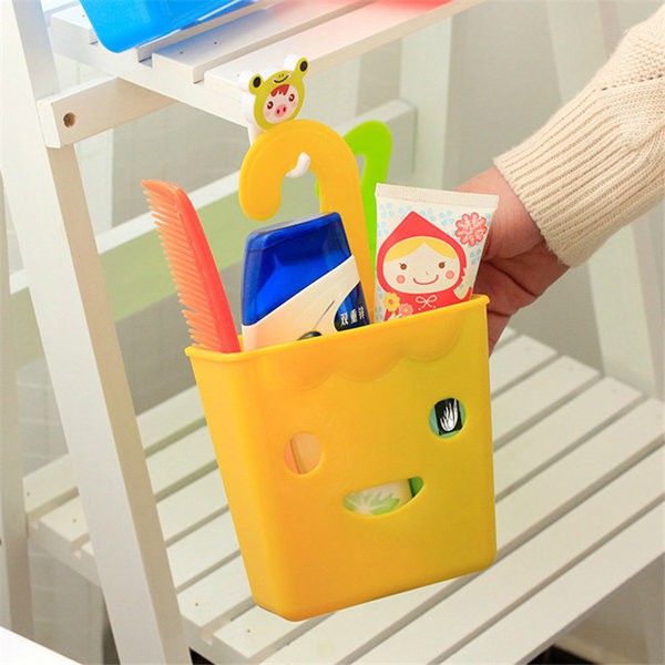 Smile Face Plastic Storage Basket Multi-Purpose Small Hanging Basket