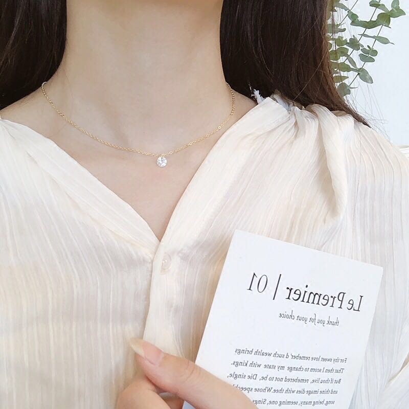 Kalung Sterling Silver 925 Lapis Emas Batu Cubic Zirconia AAA