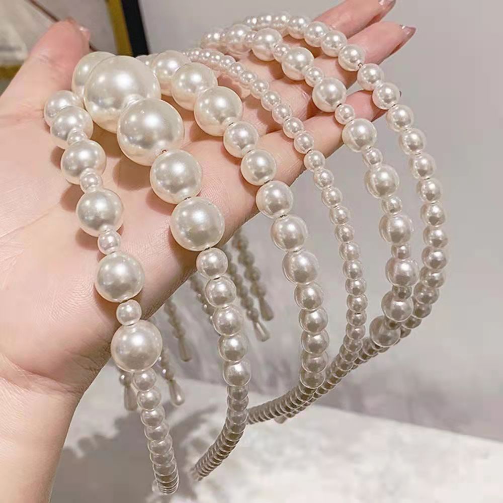 (Pimenova) Bando Gaya Korea Mutiara Pearl Wanita Aksesoris Fashion Wanita Headband Mutiara Import