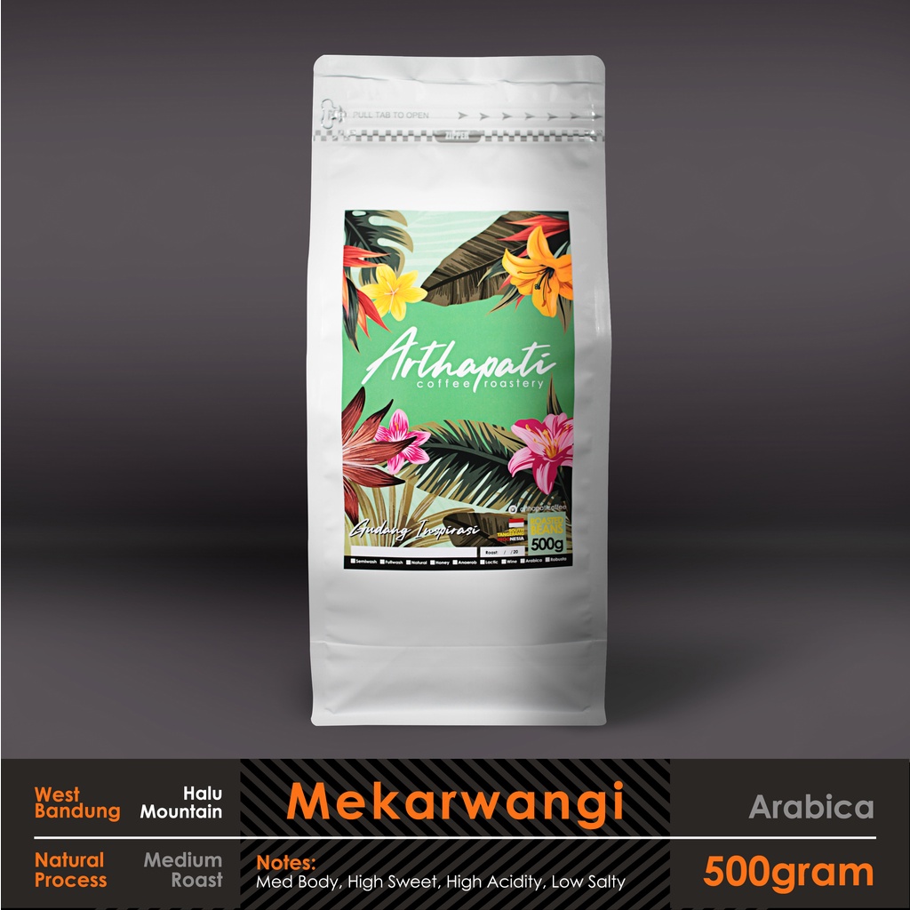 

Biji Kopi Mekarwangi Arabica Natural Processed Arthapati Roasted Beans Coffee 500 gram