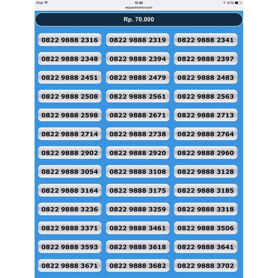 NOMOR CANTIK SIMPATI 0822 9888 XXXX