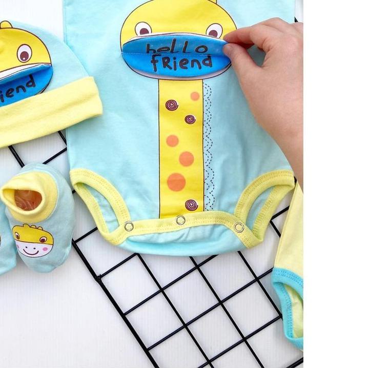 Hampers Hello Giraffe / FULL SET LEO Baju Jumper Topi Sepatu Giftset Kado Lahiran Hampers Anak Bayi 