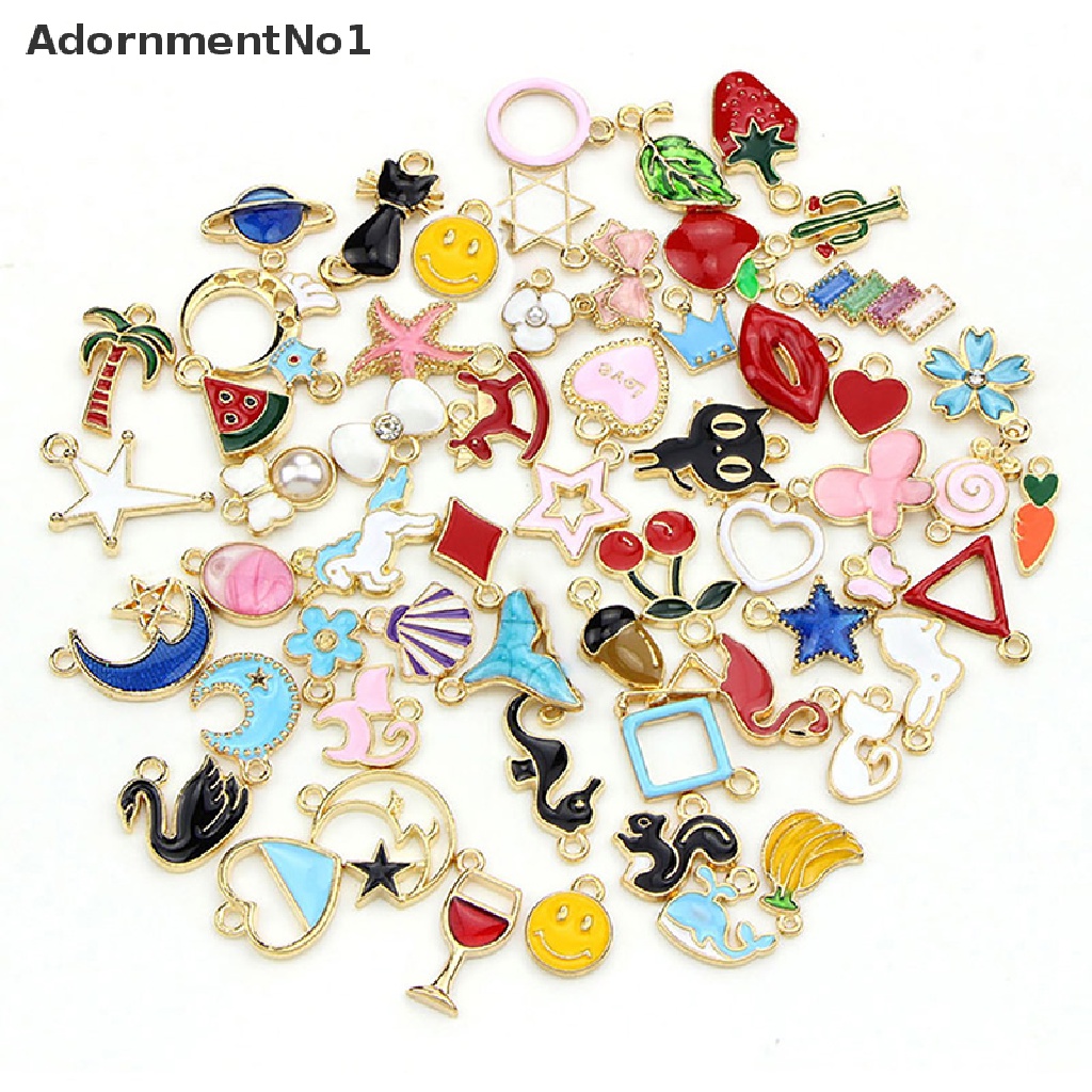 (AdornmentNo1) 60pcs / Set Liontin Enamel Bentuk Buah / Hewan Campur Untuk Membuat Perhiasan Kalung DIY