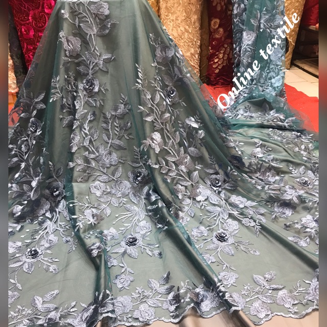 MURAH!! Kain bahan Tulle 3d mutiara / bahan brokat 3d mutiara.