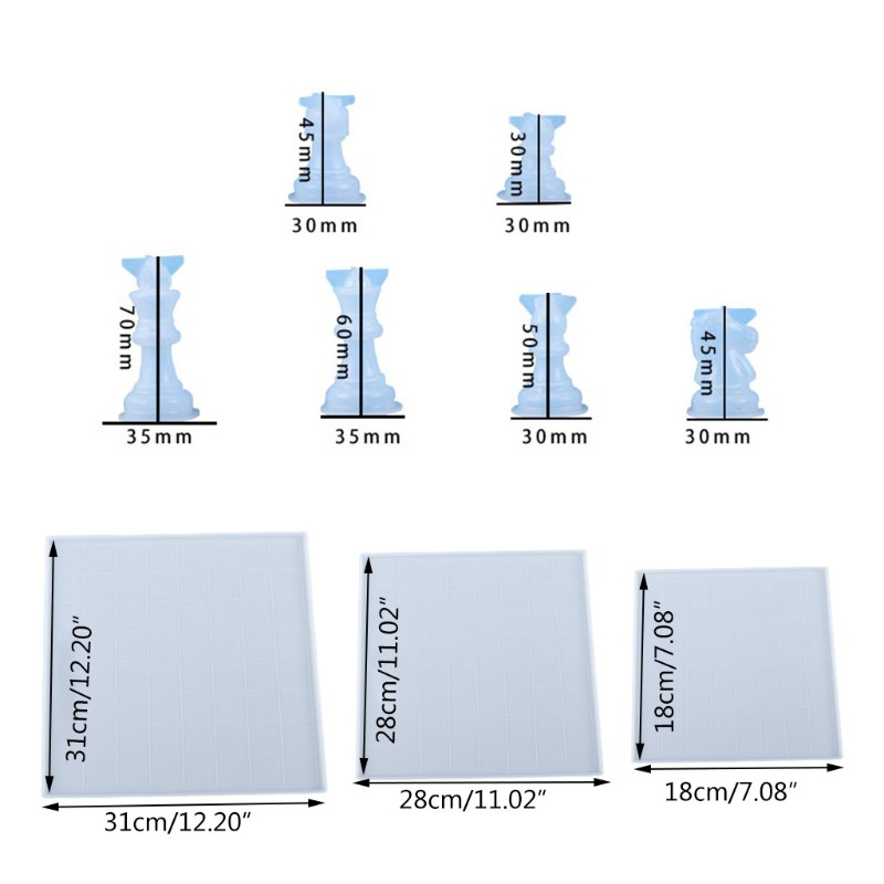 Cetakan Kristal Epoksi Resin Bentuk Papan Catur Internasional Bahan Silikon