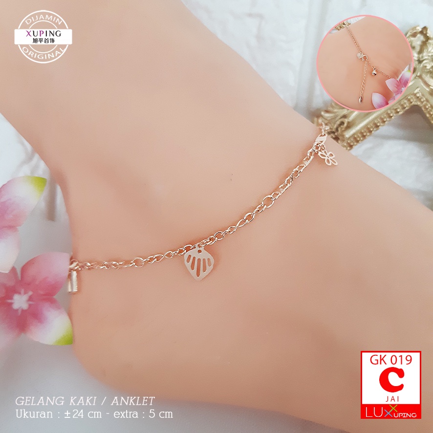 GK 019 Gelang Kaki Xuping Simpel Perhiasan Wanita Lapis Emas Imitasi Gelang Kaki Charm Aksesoris Kaki Pantai Aksesoris Korea Murah Merk Xuping Asli Premium Quality Luxx Xuping