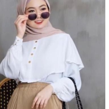 ➭ FORTREY NIKI BLOUSE WANITA DEWASA BAJU ATASAN CEWE POLOS MUSLIM CEWEK WARNA PUTIH SALEM ➺