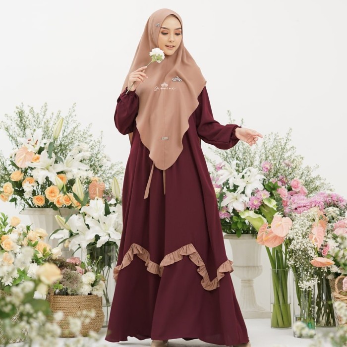 PREMIUM KHUMAIRA DRESS GAMIS JASMINE BY LIDIA HADIWINOTO - HAZELNUT, XL